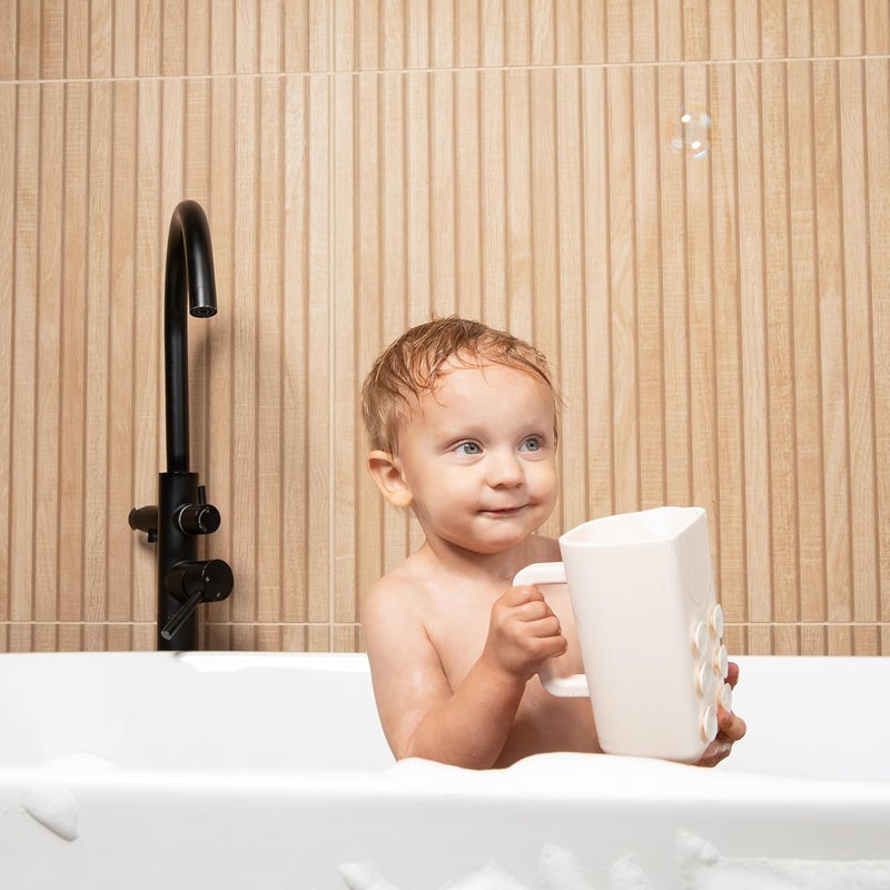 Rinzee ® Baby Bath Cup with Suctions - BPA Free, 100% Food Grade Silicone Rinse Cup, Clutter-Free Tub Area, Kids Learning Tool, Sticks to Tiles, Drains Water Upside Down- patent pending - Image 3